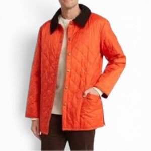 Barbour Liddesdale Men’s Quilted Barn Jacket Burnt Orange Corduroy Collar Medium